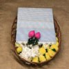 Handloom Cotton Saree – Baby Blue with Gold Zari Border and Subtle Stripes