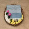 Handloom Cotton Saree – Cement Grey with White Lines and Gold-Grey Border