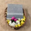 Handloom Cotton Saree – Grey with White Stripes and Golden Zari Pallu