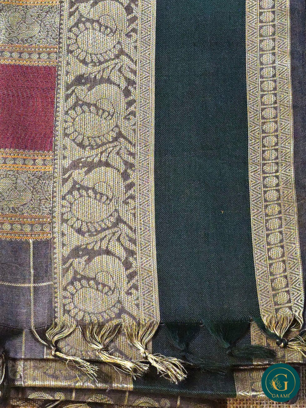 Kora Silk Cotton Saree – 1000 Butta in Checks with Double Colour Border