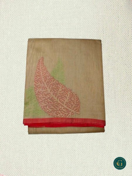 Kora Silk Cotton Saree in a soft sandal color