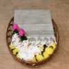 Handloom Cotton Saree – Soft Olive Green with White Horizontal Pinstripes