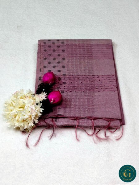 Bhagalpuri Cotton Saree with Silver Zari Butta & Thread Work
