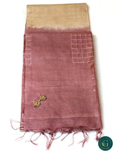 Bhagalpuri Double Shade Cotton Saree with Silver Sequin