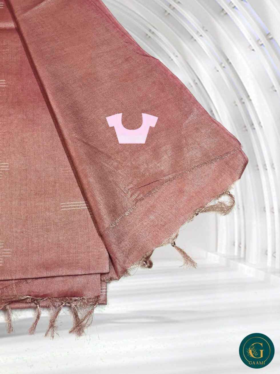 Bhagalpuri Cotton Tissue Saree in Rose Gold Color with Thread Work