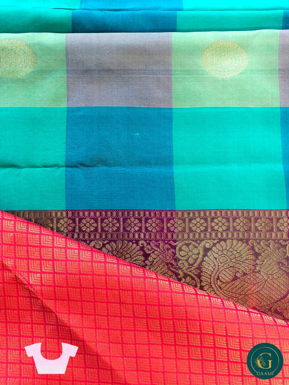 Pure Soft Silk Saree with Checks in Hues of Blue