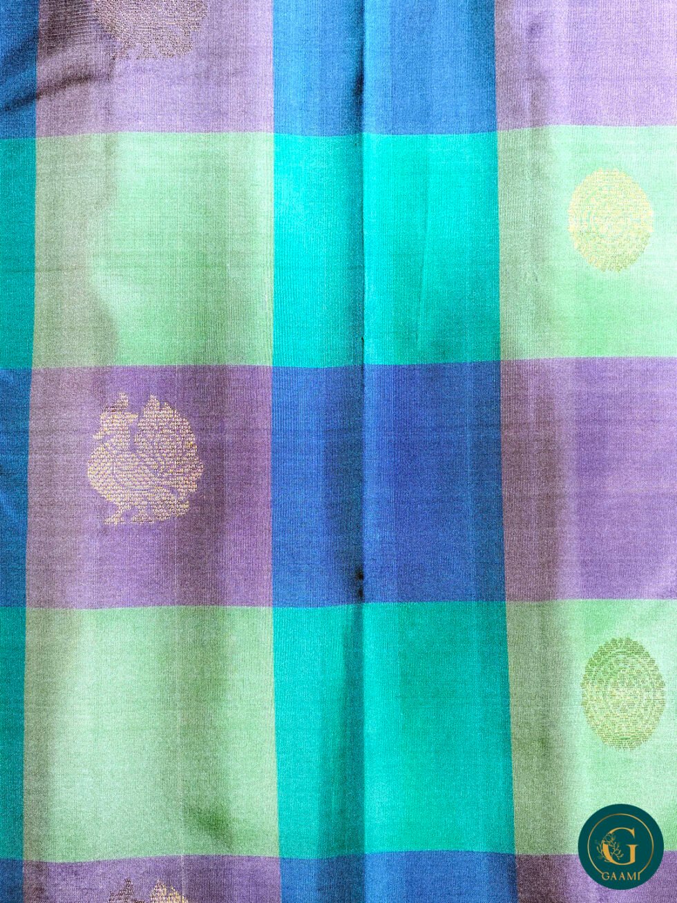 Pure Soft Silk Saree with Checks in Hues of Blue