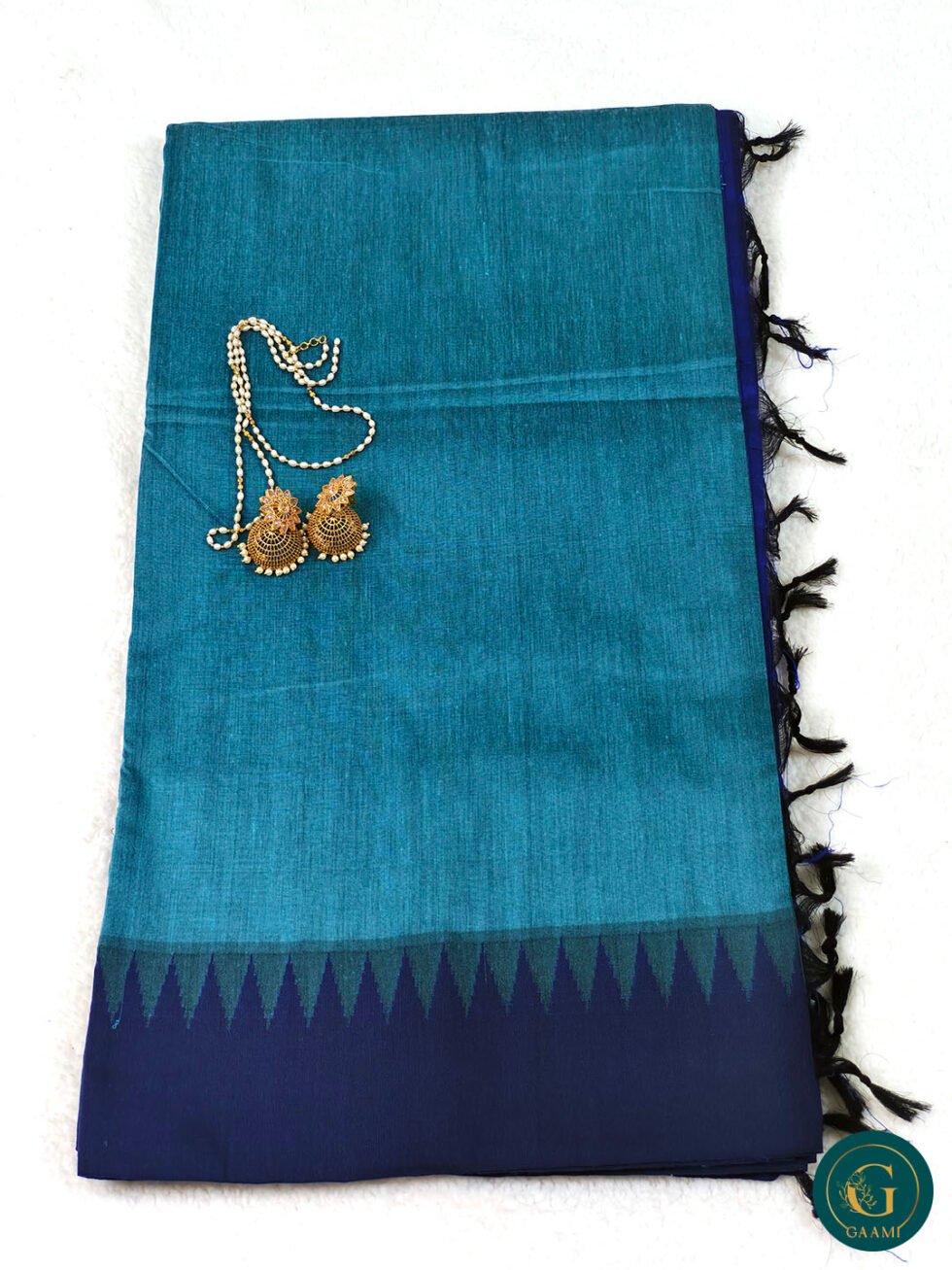 Kalyani Cotton Saree in Blue with Royal Blue Border