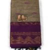 Kalyani Cotton Saree in Light Khakhi with Purple Border
