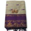 Kalyani Cotton Saree in Grey with Purple Border