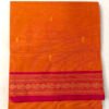 Cotton Handloom Saree in Orange with Pink Border & Thread Work
