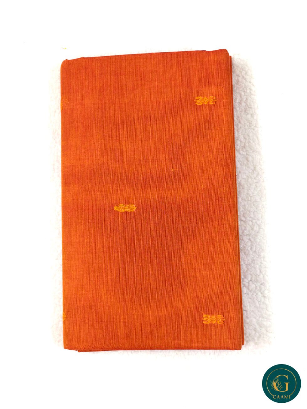 Cotton Handloom Saree in Orange with Pink Border & Thread Work