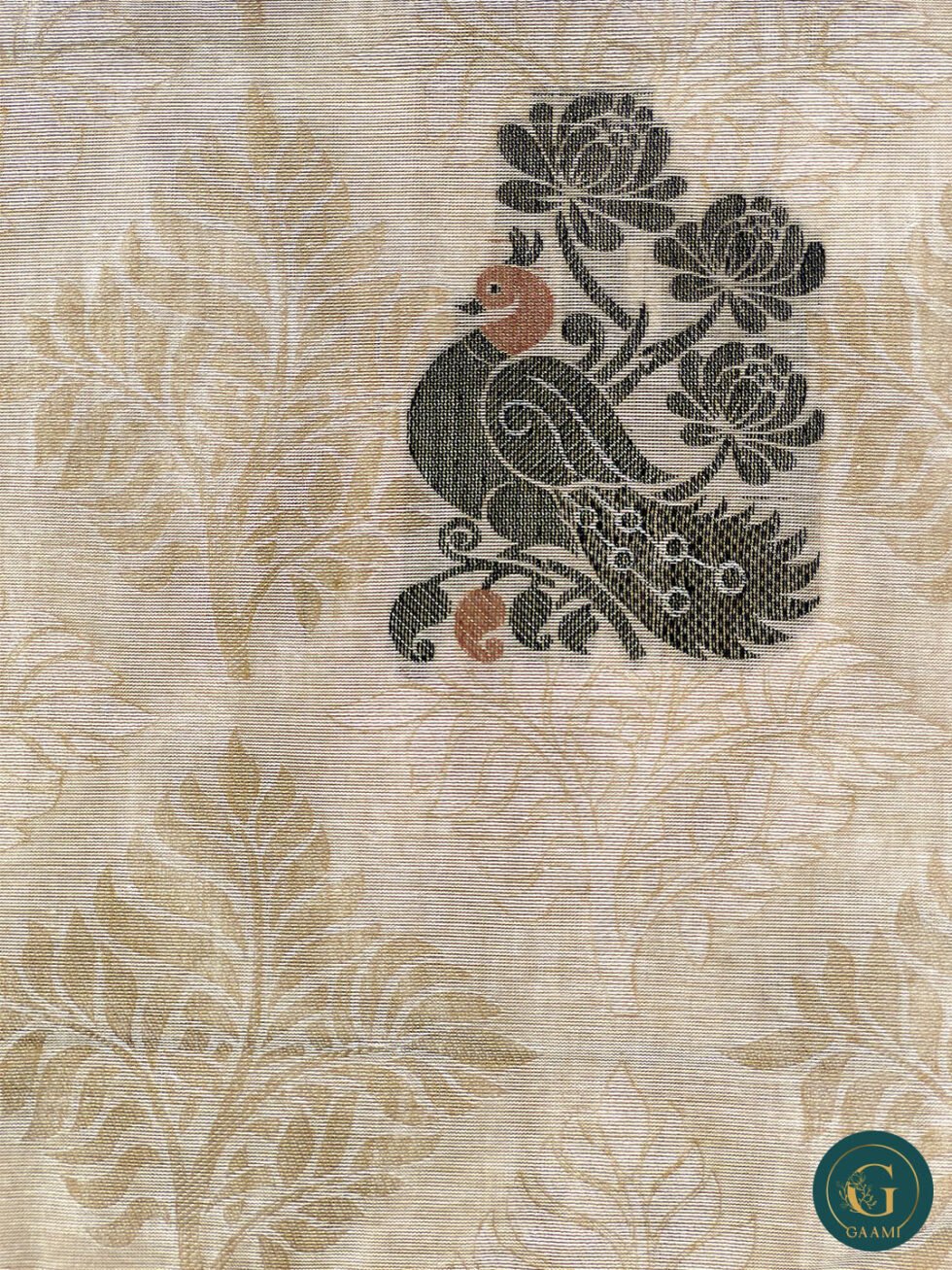 Cotton Handloom Saree in Sandal with Thread Work
