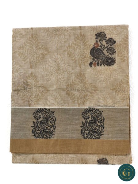 Cotton Handloom Saree in Sandal with Thread Work