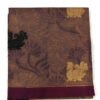 Cotton Handloom Saree in Brown with Pink Double Shade & Thread Work