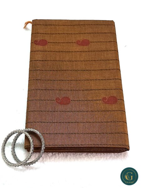 Cotton Handloom Saree in Brown with Thread Work