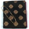 Semi Tussar Saree in Black Colour with Golden Zari and Pink Border