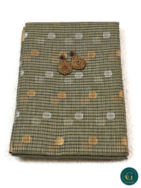 Semi Tussar Saree in Sage Green Colour with Zari and Golden Border