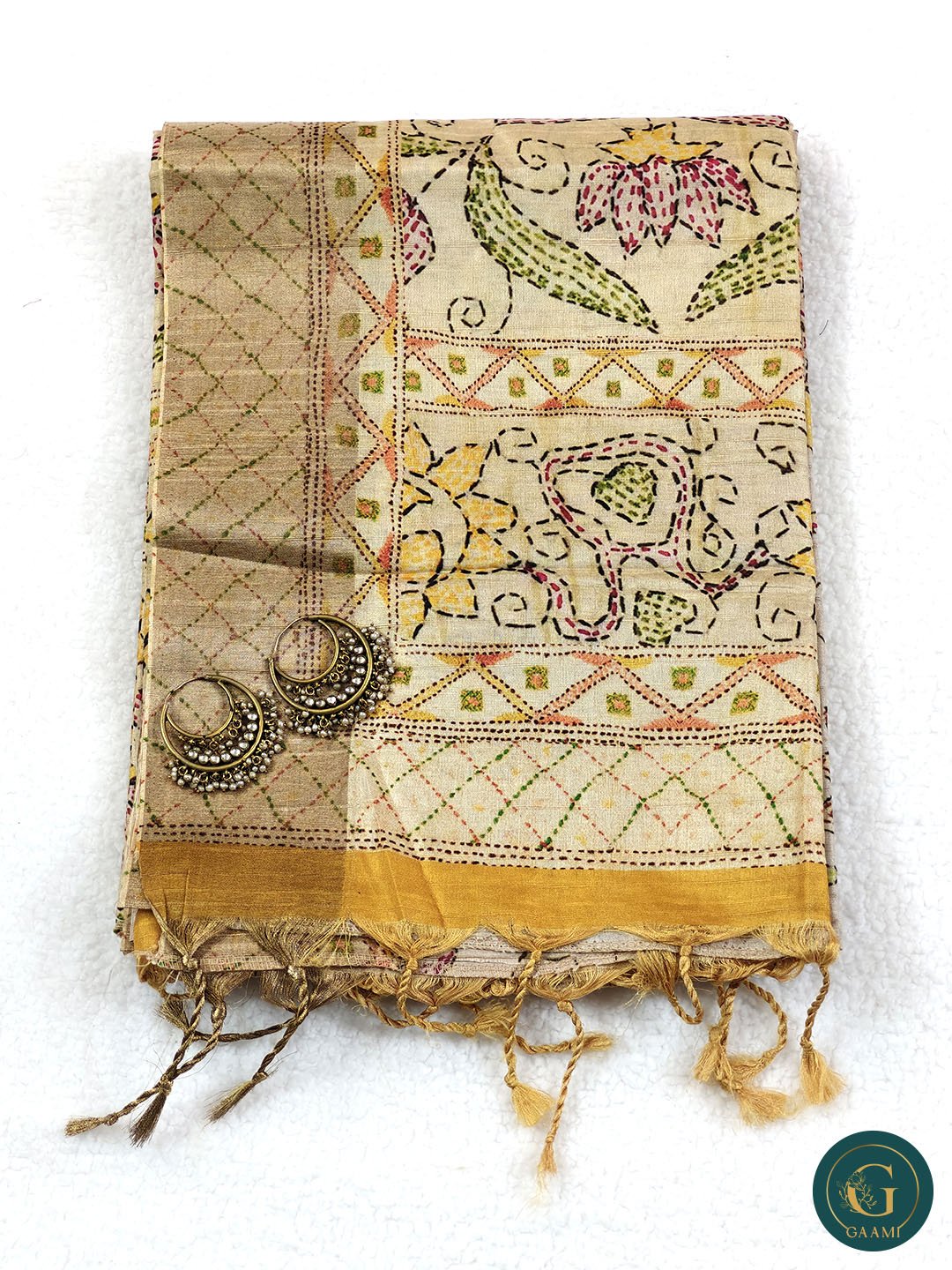 Semi Tussar Saree with Spider Pattern