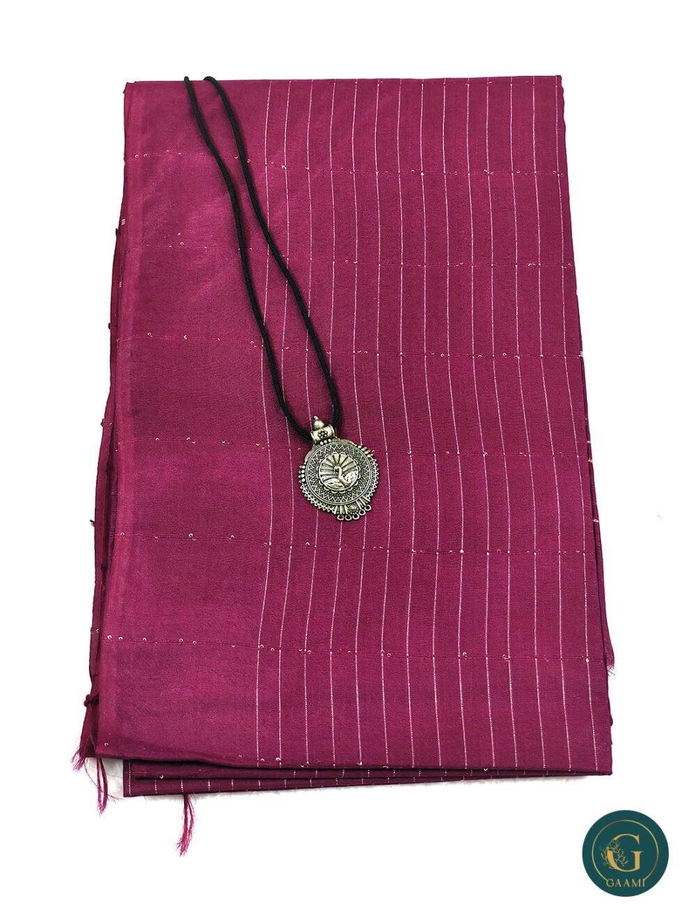 Bhagalpuri Cotton Saree in Wine Colour with Thread Work
