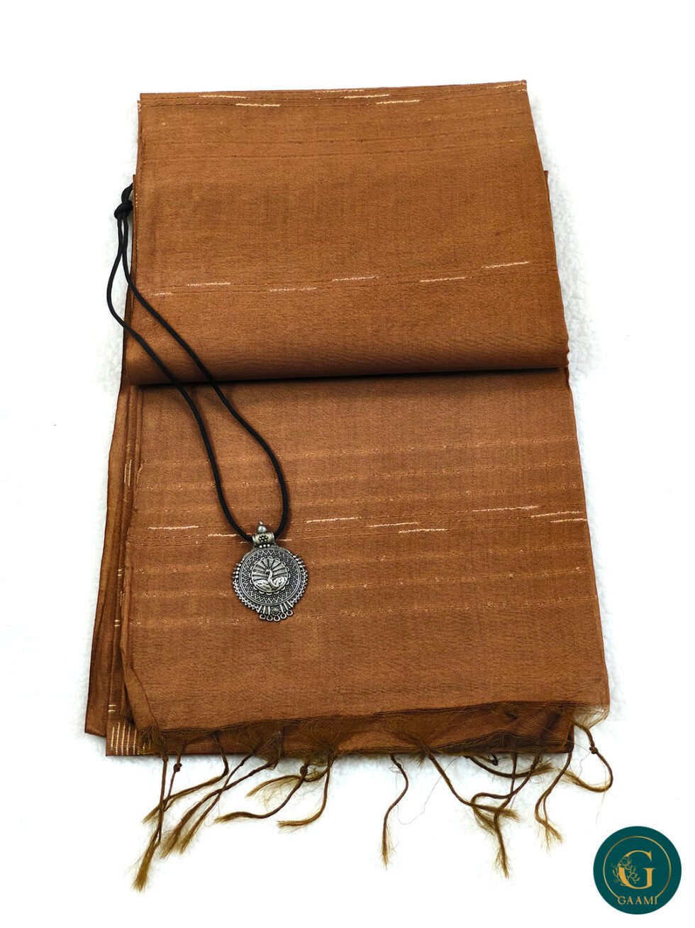 Bhagalpuri Cotton Saree in Brown Colour with Thread Work and Zari