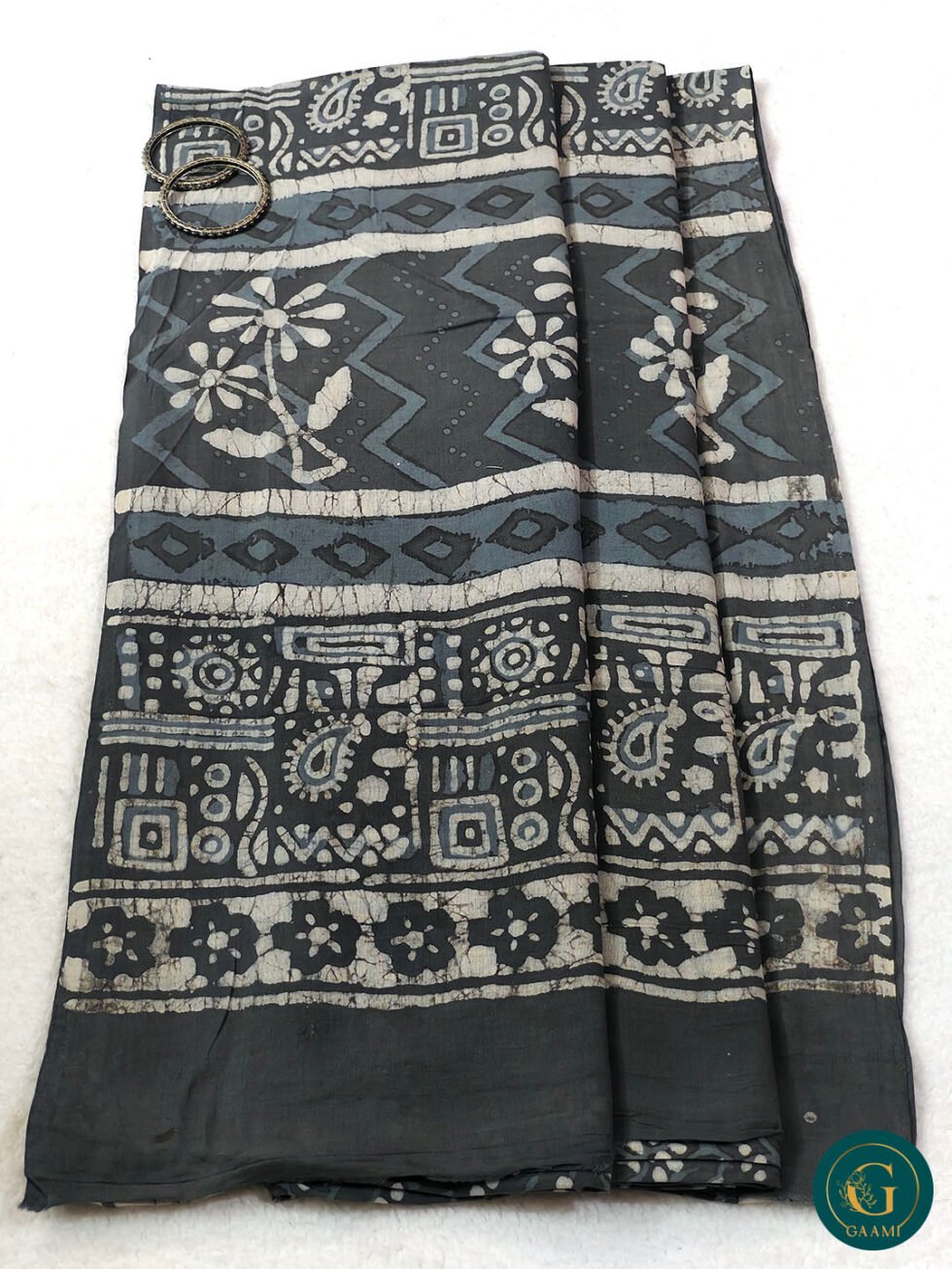 Mulmul Cotton Saree in Cement Grey Colour