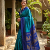 Kalyani Cotton Saree in Blue with Royal Blue Border