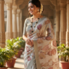 Semi Tissue Silk Saree with French Knot Detailing & Exquisite Hand Work