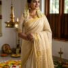 Kerala Kasavu Saree Micro Check with Kasavu Boarder